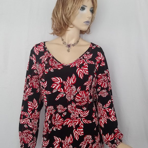Nwt GLAMOUR 3D Flower Embossed Print Dress Sz 22W - Picture 3 of 9